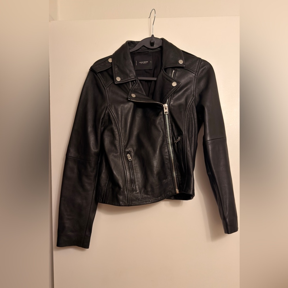 Lucky Brand Black Leather Moto Jacket